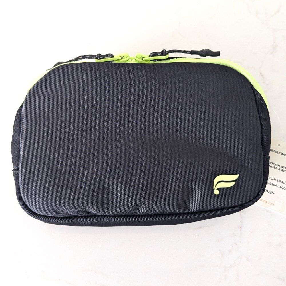 Fabletics The Belt Bag, Black/Neon Spark, Unisex, Zip Pockets, Quick Dry,  NWT